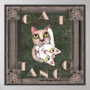 Vintage Cat Tango Poster