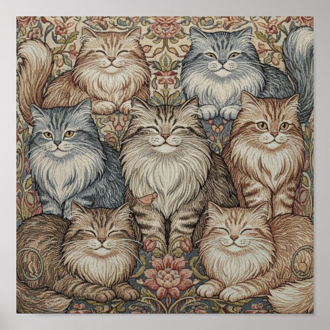 Vintage Cat Tapestry Poster (Front)