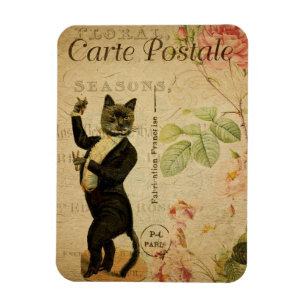 Vintage Cat Theme Carte Postale Cat Dancing Magnet