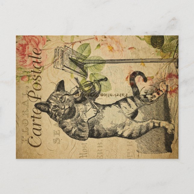 Vintage Cat Theme | Carte Postale | Cat & Fiddle Postcard (Front)