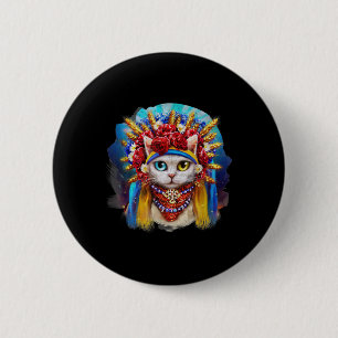 Vintage Cat Ukraine 90s Ukrainian Womens Cat Lover 6 Cm Round Badge