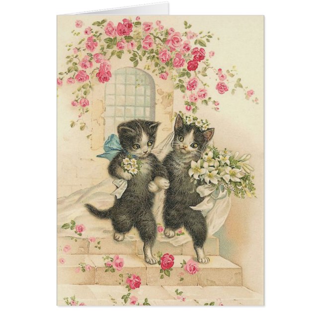 Vintage Cat Wedding Card (Front)