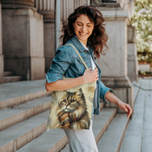 Vintage Cat with Glasses and Scarf Tote Bag