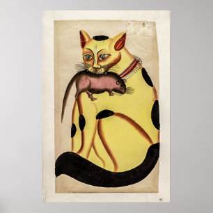Vintage Cat with Rat Poster