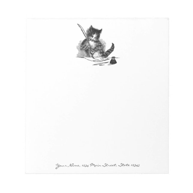 Vintage Cat Writing a Letter Notepad (Front)