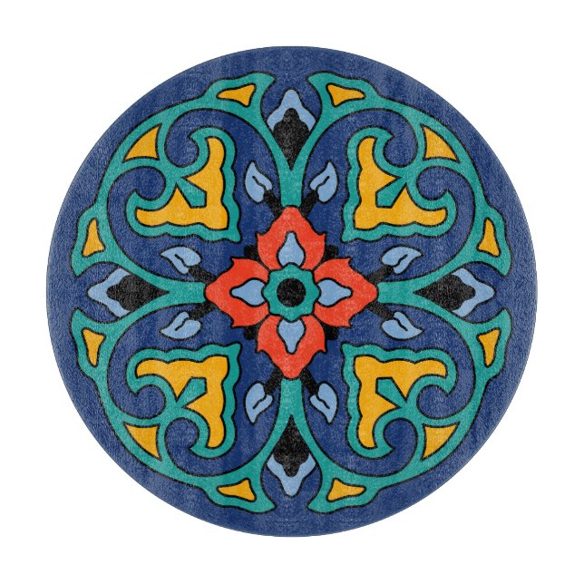 Vintage Catalina Island Tile - Glass Cutting Board (Front)