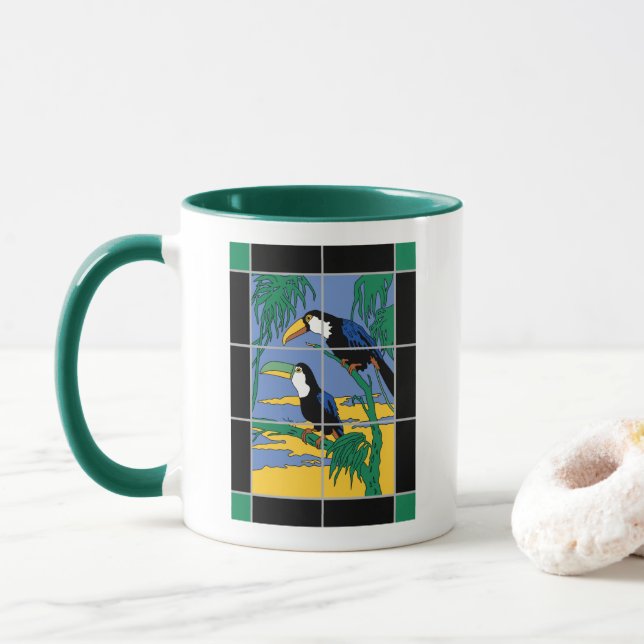 Vintage Catalina Island Toucan Tile Mug (With Donut)