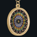 Vintage Cathedral Stained Glass Window Gold Plated Necklace<br><div class="desc">Rose window (warm-toned) of the cathedral of Strasbourg,  a Roman Catholic cathedral in Strasbourg,  Alsace,  France. Great Catholic and Christian gift for Him or Her as well as a travel souvenir for yourself and for family and friends.</div>
