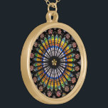 Vintage Cathedral Stained Glass Window Gold Plated Necklace<br><div class="desc">Rose window (warm-toned) of the cathedral of Strasbourg,  a Roman Catholic cathedral in Strasbourg,  Alsace,  France. Great Catholic and Christian gift for Him or Her as well as a travel souvenir for yourself and for family and friends.</div>