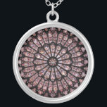 Vintage Cathedral Stained Glass Window Silver Plated Necklace<br><div class="desc">Stained Glass Window of Notre Dame de Paris,  France ca 1250.  Great Catholic and Christian gift for Him or Her as well as a travel souvenir for yourself and for family and friends.</div>