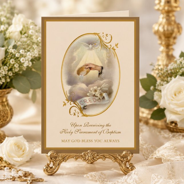 Vintage Catholic Baptism Blessing John 3:5 Card (Creator Uploaded)