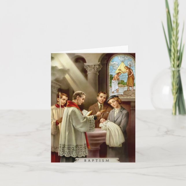 Vintage Catholic Baptism Greeting Card (Front)