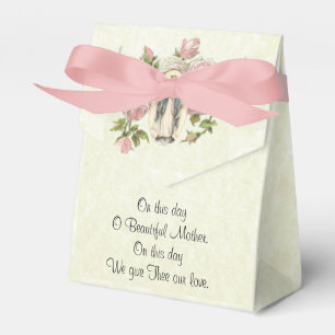 Vintage Catholic Religious Blessed Mary Pink Roses Favour Box