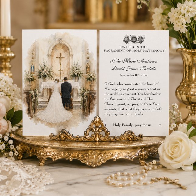 Vintage Catholic Wedding Prayer Bride and Groom  Card (Creator Uploaded)