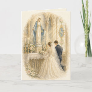 Vintage Catholic Wedding Shrine Our Lady of Grace Thank You Card