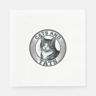 Vintage Cats And Tats Engraving Cat Design_1 Napkin