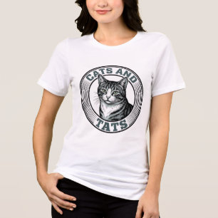 Vintage Cats And Tats Engraving Cat Design_1 Tri-Blend Shirt