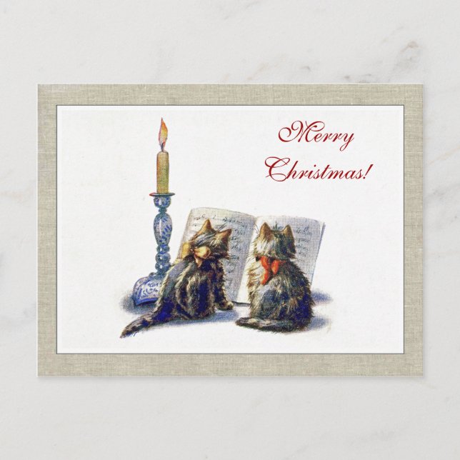 Vintage Cats Christmas Postcard (Front)
