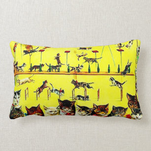 Vintage Cats Circus Act Poster Art Victorian Show Lumbar Cushion