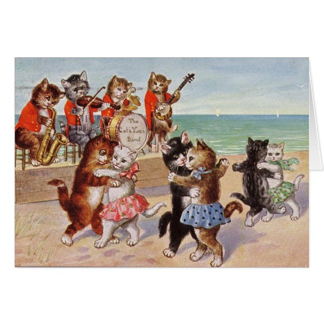 Vintage - Cats Dancing to Jazz on the Beach, (Front Horizontal)