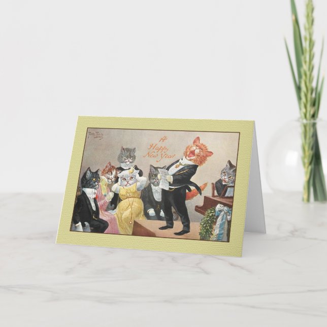 Vintage Cats Holiday Greeting Card, Arthur Thiele Card (Front)