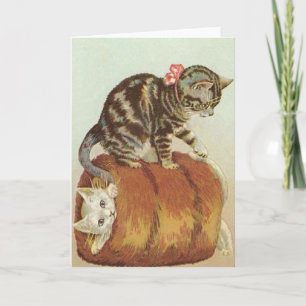 Vintage Cats In Haystack Note Card
