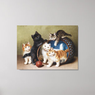 Vintage Cats Kittens Sophie Sperlich The Red Ball Canvas Print