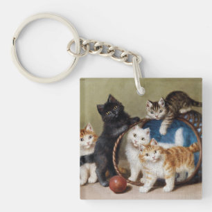 Vintage Cats Kittens Sophie Sperlich The Red Ball  Key Ring
