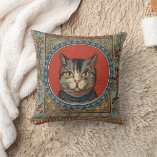 Vintage Cat's Life for Kitty Cat Classic Victorian Cushion