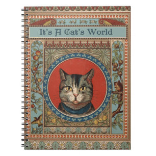 Vintage Cat's Life for Kitty Cat Classic Victorian Spiral Notebook