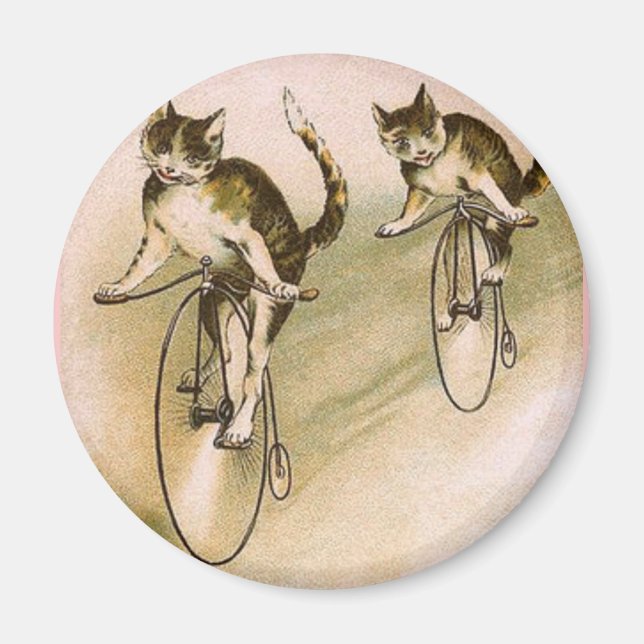Vintage Cats on Bikes Magnet (Front)