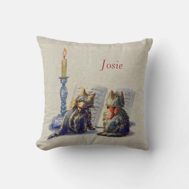 Vintage Cats Personalised Christmas Pillow (Front)
