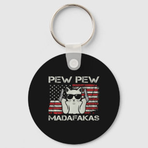 Vintage Cats Pew Pew Madafakas Usa Funny Cat Lover Key Ring