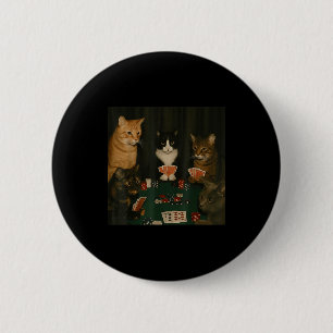 Vintage Cats Playing Ker Cat Playing Card Gambling 6 Cm Round Badge