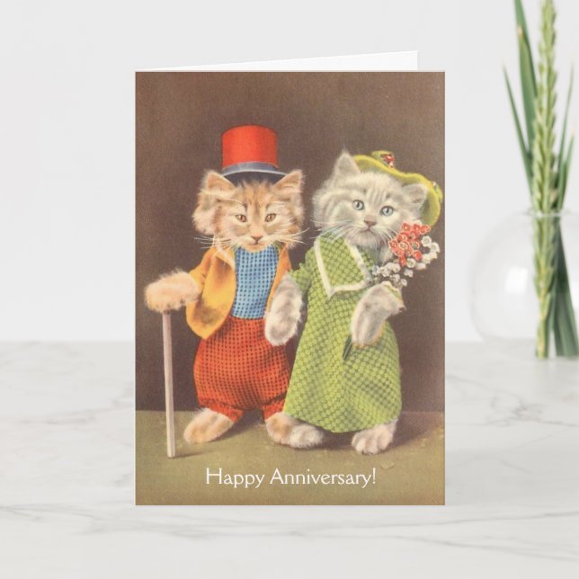 Vintage Cats - Purr-fectly Happy Anniversary, Card (Front)