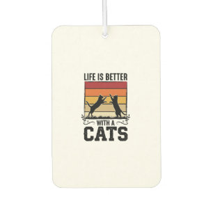Vintage Cats Quote Retro Sunset Cat Lover Design_1 Car Air Freshener