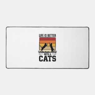 Vintage Cats Quote Retro Sunset Cat Lover Design_1 Desk Mat