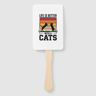 Vintage Cats Quote Retro Sunset Cat Lover Design_1 Hand Fan