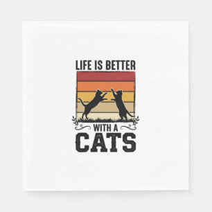 Vintage Cats Quote Retro Sunset Cat Lover Design_1 Napkin