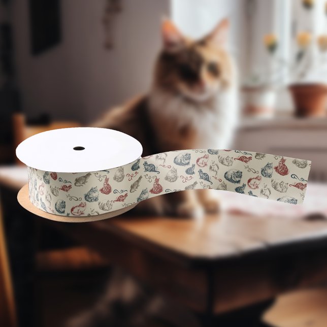 Vintage Cats Satin Ribbon (Creator Uploaded)