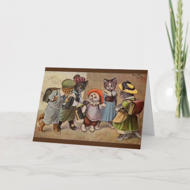 Vintage Cats School Days Note Card (Front)