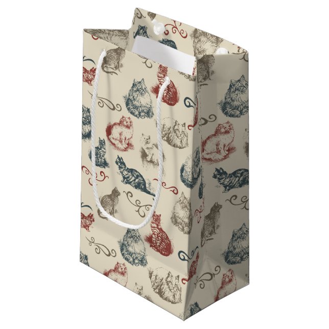 Vintage Cats Small Gift Bag (Front Angled)