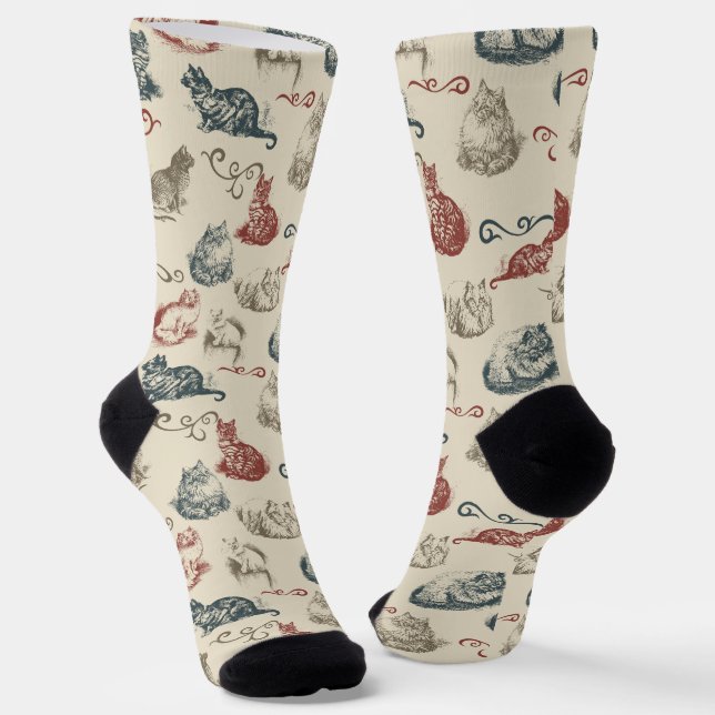 Vintage Cats Socks (Angled)