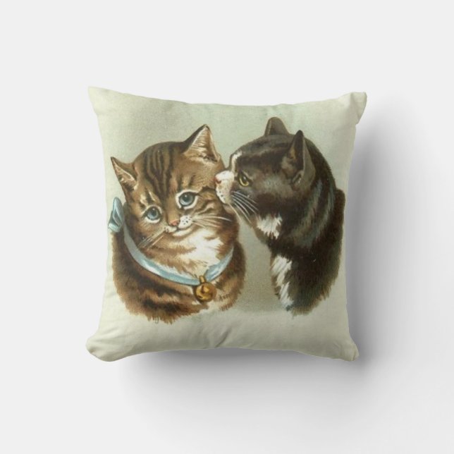 Vintage Cats Throw Pillow (Front)