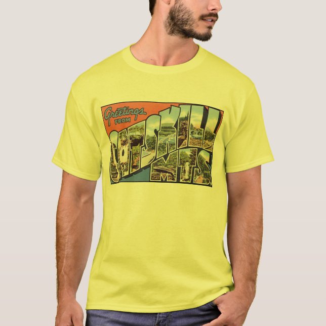 Vintage Catskill Mountains Postcard T-Shirt (Front)