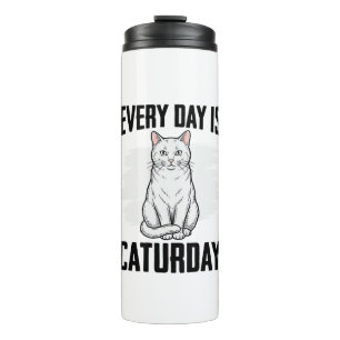 Vintage Caturday Cat Lover Funny Shirt Design_1 Thermal Tumbler