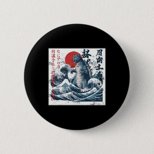 Vintage Catzilla Cat Japanese Art Funny Cat 6 Cm Round Badge