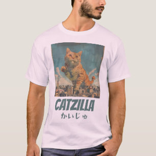 Vintage Catzilla Japanese Anime Cute Monster Cat T-Shirt