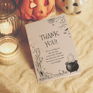 Vintage Cauldron Baby Is Brewing Thank You Card