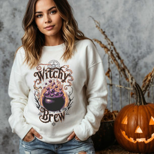 Vintage Cauldron Halloween Witch Costume Womens Sweatshirt